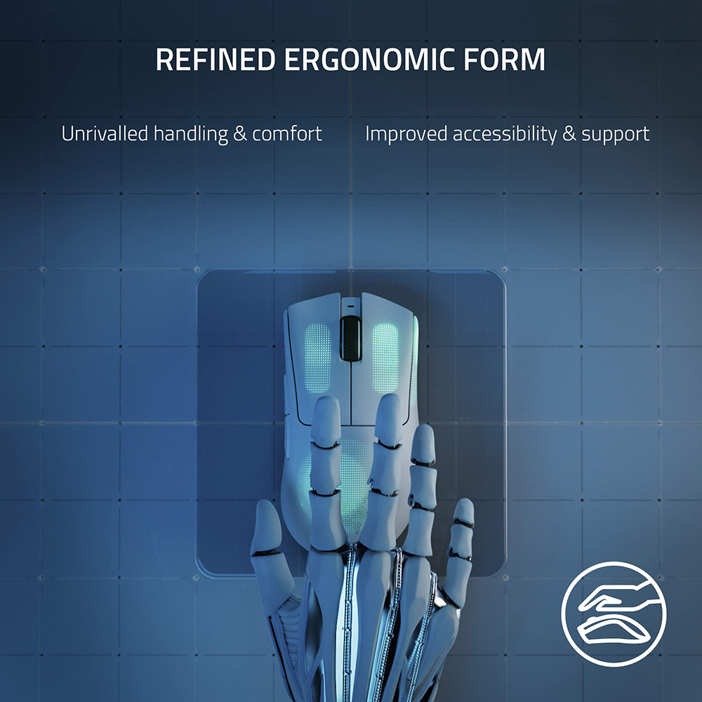 Razer DeathAdder V3 Pro Wireless Gaming Mouse, 30K DPI Optical Sensor, 8 Programmable Buttons, Up to 90 Hours Battery Life - White