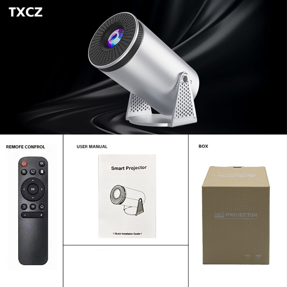 T8 Pro Projector, Ultra Fast Wireless Connection, Bluetooth5.0 4K 8K HD Android 12 WiFi, Silver - EU Plug