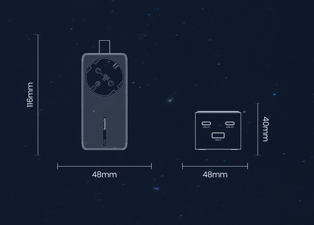 Toocki TCT2C67-JRB01 67W GaN Charger, Triple Port (Dual USB-C 67W + USB-A 22.5W) with PD 3.0 & Safety Protections