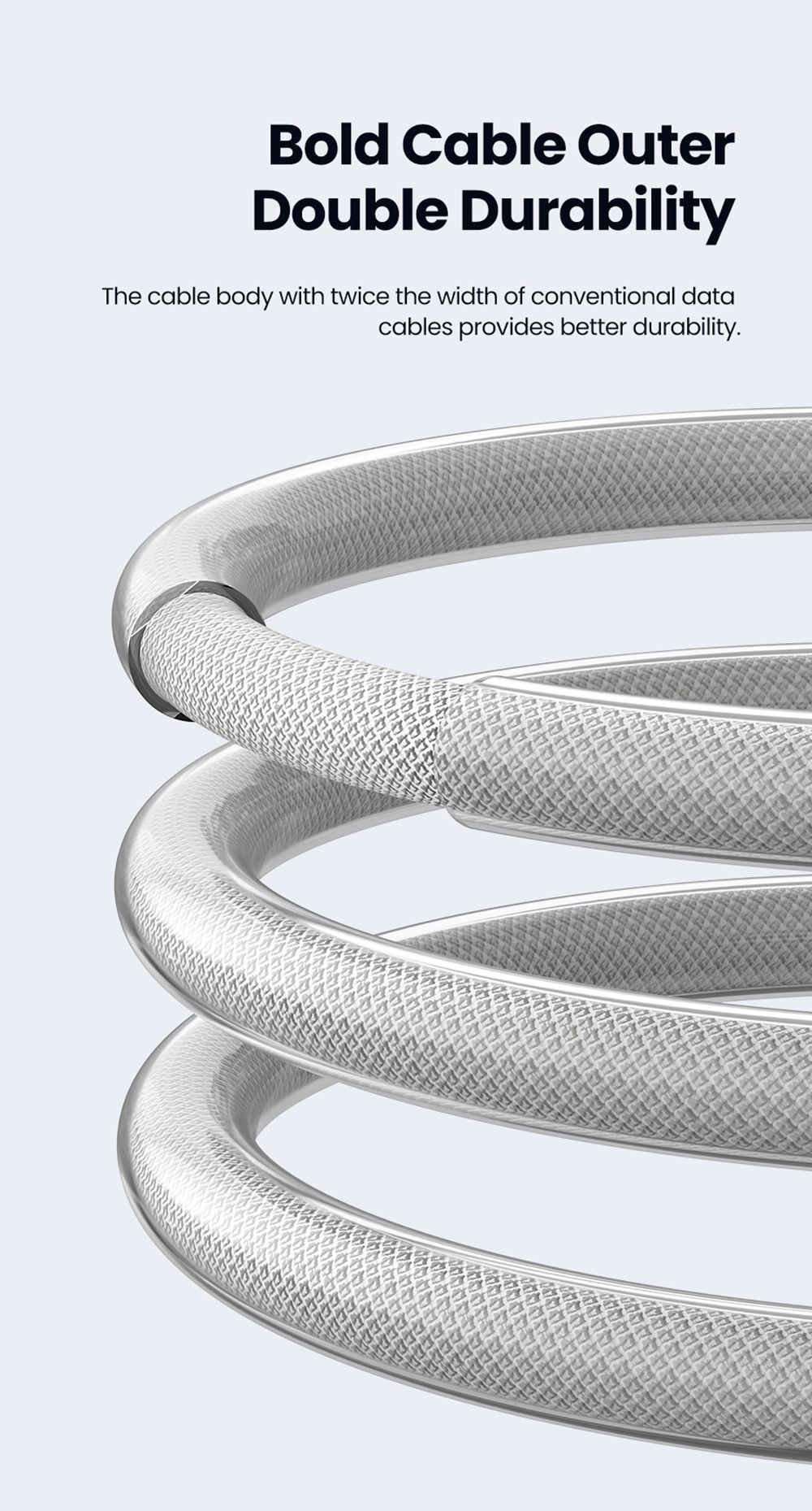 Toocki TXCTT1-ZFZA01 100W Fast Charging Cable, LED Display, Braided Zinc Alloy, 480Mbps Data Transfer, White - 2m