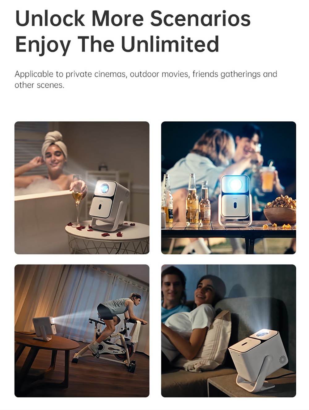 Wanbo T2 Ultra Projector, Android TV 11, 500 ANSI, Native 1080P, 120&deg; Rotating Stand, Auto Focus & Keystone Correction, Obstacle Avoidance, 45 - 140' Projection Size, Dual-band WiFi, 2*5W Speaker