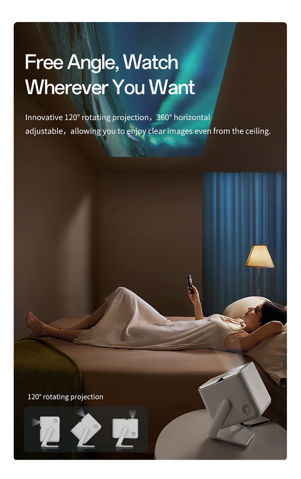 Wanbo T2 Ultra Projector, Android TV 11, 500 ANSI, Native 1080P, 120&deg; Rotating Stand, Auto Focus & Keystone Correction, Obstacle Avoidance, 45 - 140' Projection Size, Dual-band WiFi, 2*5W Speaker