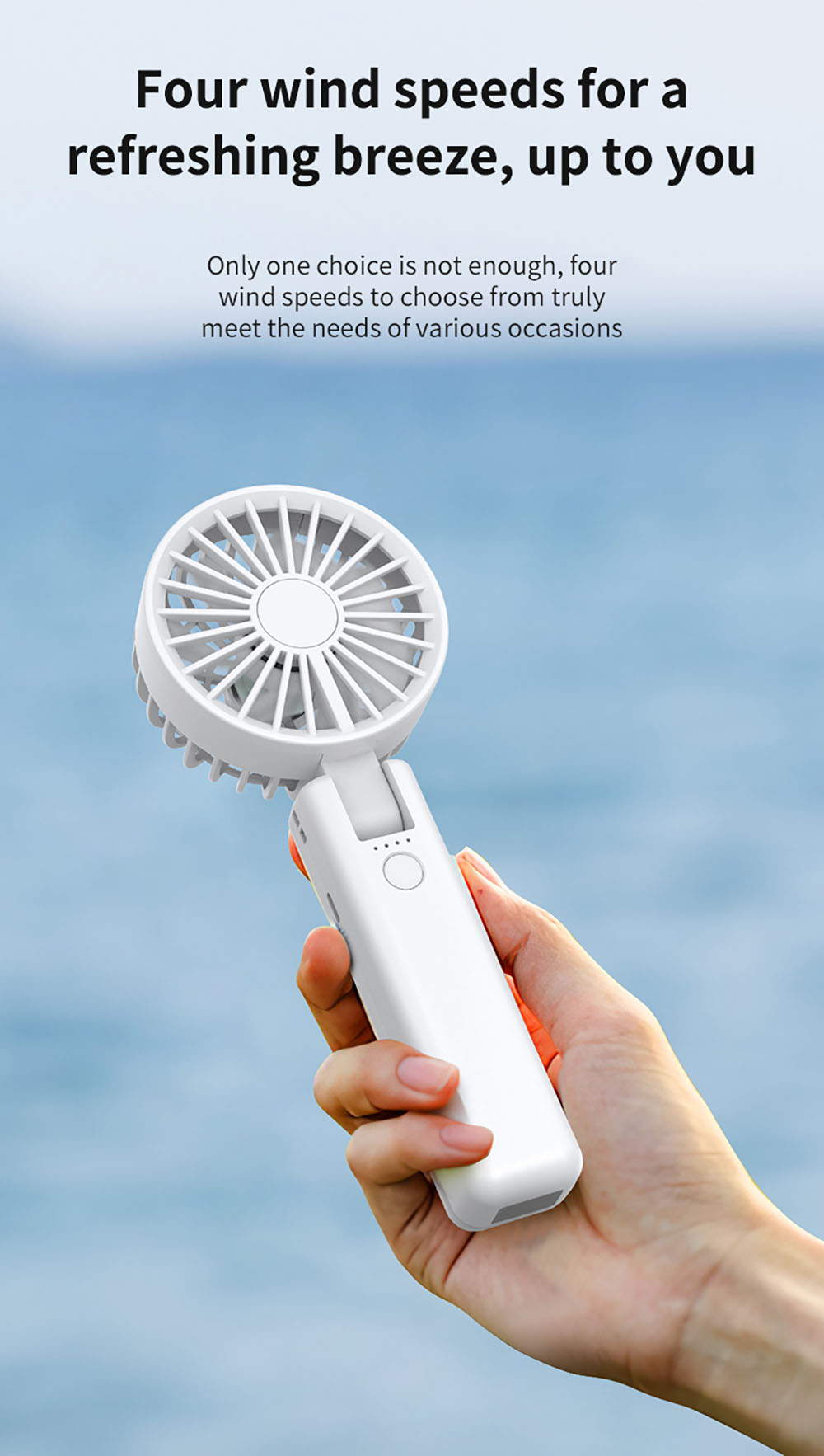 YL09 Portable Rechargeable Handheld Fan, 2000mAh Battery, 180&deg; Foldable, Dual Blades, 4-Speed Adjustment, Pink