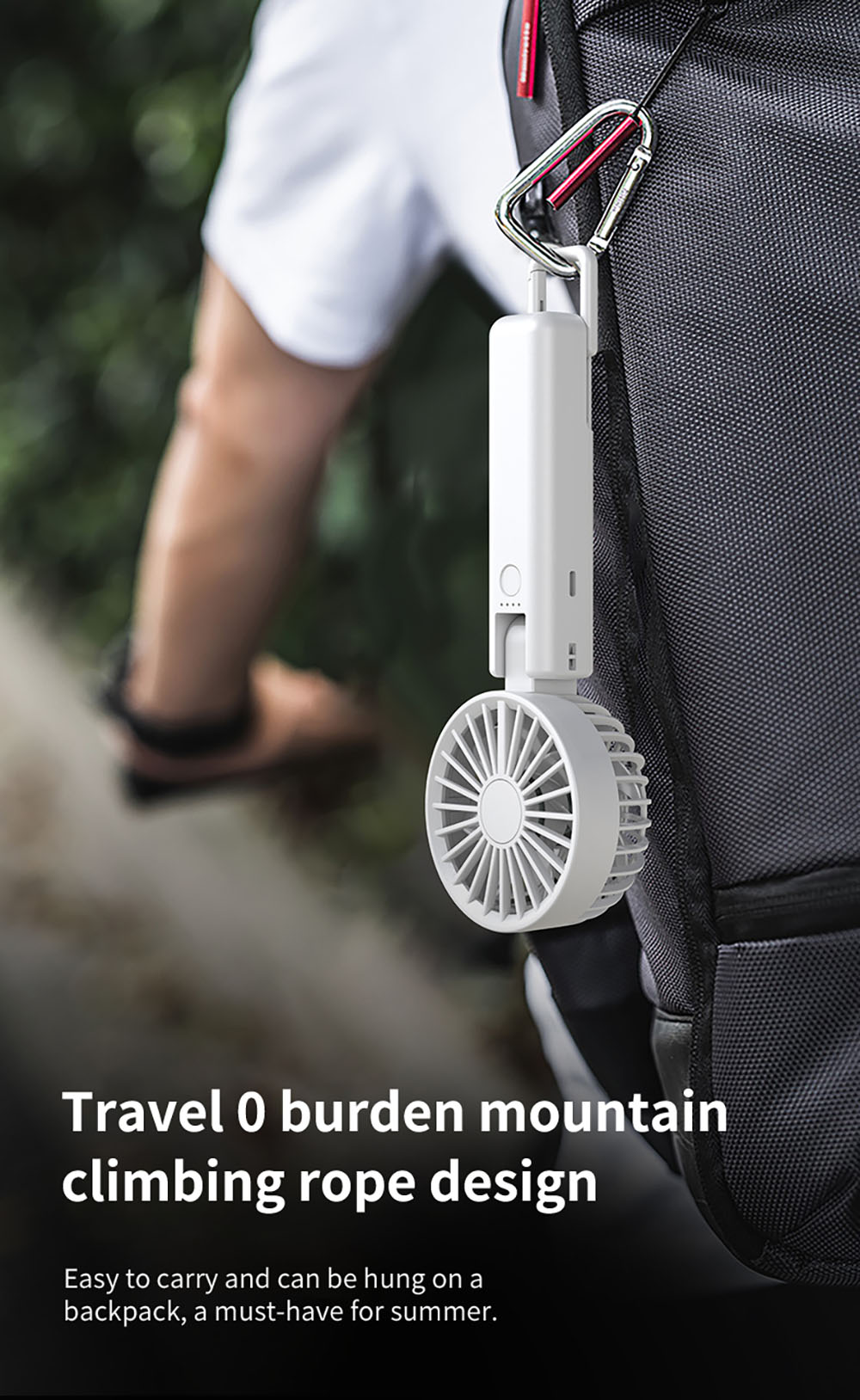 YL09 Portable Rechargeable Handheld Fan, 2000mAh Battery, 180&deg; Foldable, Dual Blades, 4-Speed Adjustment, White