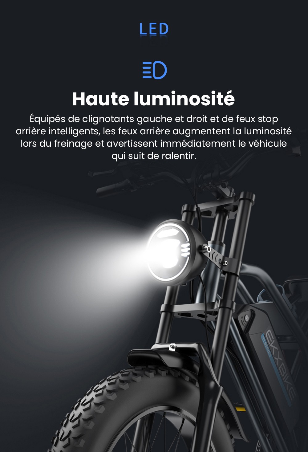 EKXBIKE T1 V&eacute;lo &eacute;lectrique, moteur 1000 W, batterie 48 V 20 Ah, pneu large 20 x 4 pouces, vitesse maximale 50 km/h, autonomie 100 km, freins &agrave; disque, amortisseur hydraulique, Shimano 7 vitesses