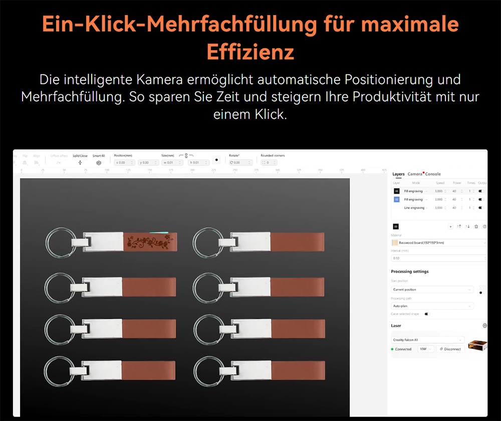 Creality Falcon A1 10 W Lasergravierer/Schneider, Smart-Kamera, 600 mm/s schnelle Geschwindigkeit, Augenschutzabdeckung, Abluftventilator, 305 x 381 mm