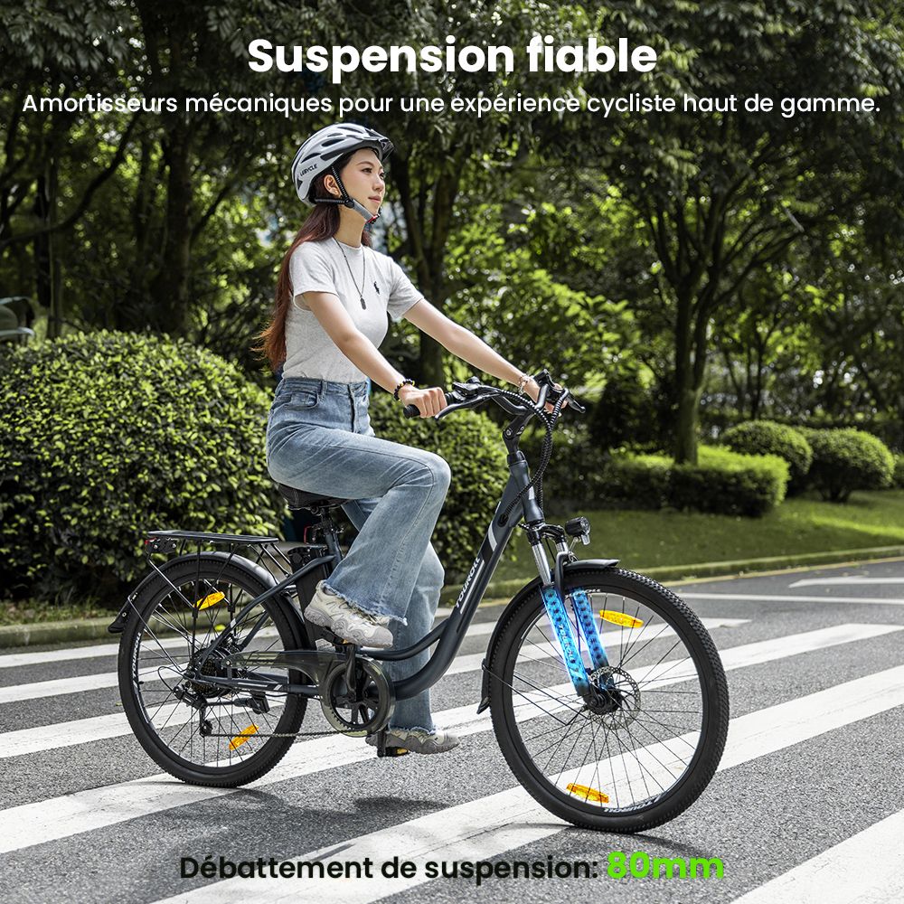 Touroll B1 V&eacute;lo de ville &eacute;lectrique, moteur 250 W, couple 45 Nm, pneu 26