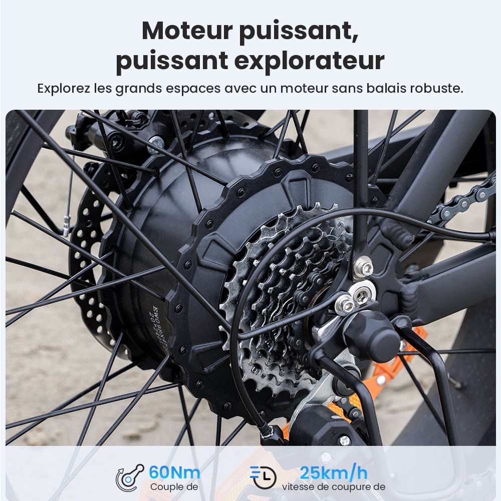 Touroll S1 V&eacute;lo de montagne &eacute;lectrique, avec gros pneu 20