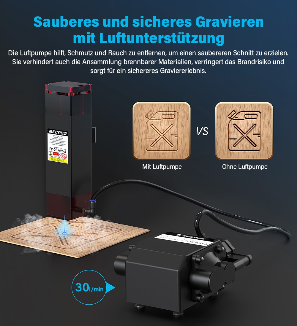 Mecpow X3 Pro 10W Lasergravierer mit Air Assist Kit
