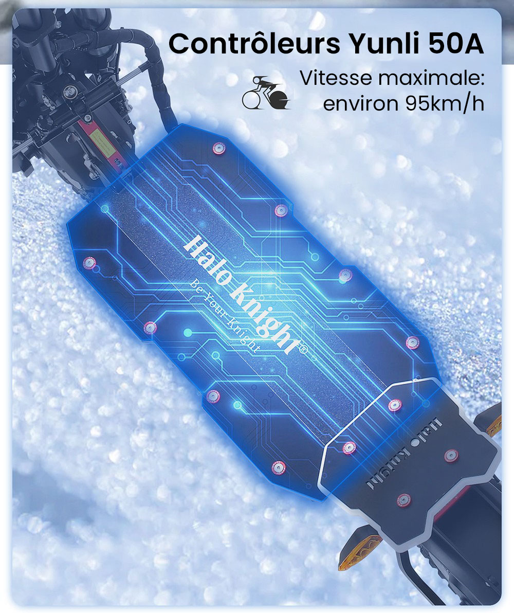 Halo Knight T107 Pro Trottinette &eacute;lectrique, Pneu tout-terrain 11 pouces, 3000W*2 Double moteur, Vitesse maximale 95 km/h, Batterie 60V 38.4Ah, Autonomie maximale 80 km