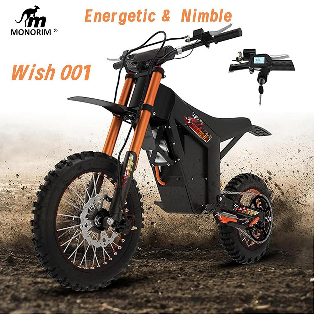 V&eacute;lo de montagne &eacute;lectrique KUGOO Wish 01, moteur 1500 W, batterie 48 V 21 Ah, vitesse maximale 55 km/h, autonomie 50 km, pneu avant 14 pouces + pneu arri&egrave;re 12 pouces, suspension hydraulique, frein hydraulique