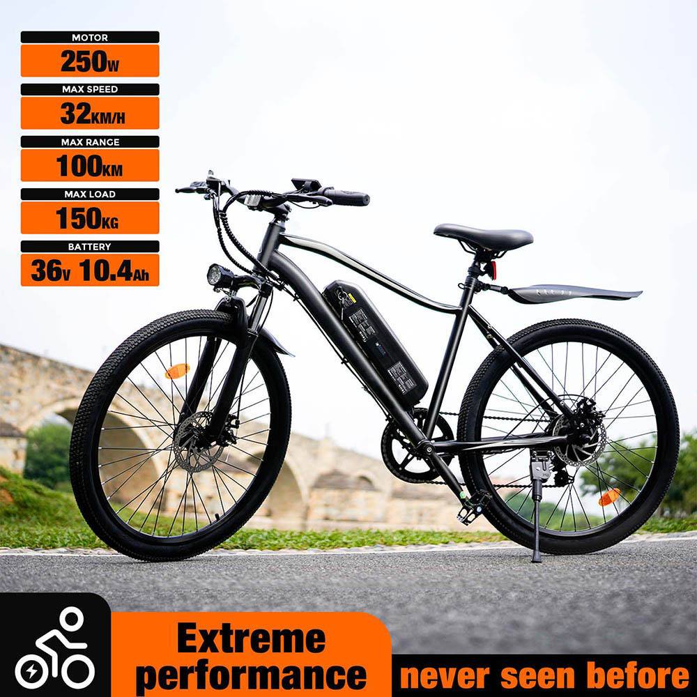 EB3 V&eacute;lo &eacute;lectrique 26 pouces VTT, Moteur 250W, batterie 36V 10.4Ah, 25km/h, Shimano 7 vitesses, autonomie 100km, amortisseur, &eacute;cran LCD intelligent, charge 150kg