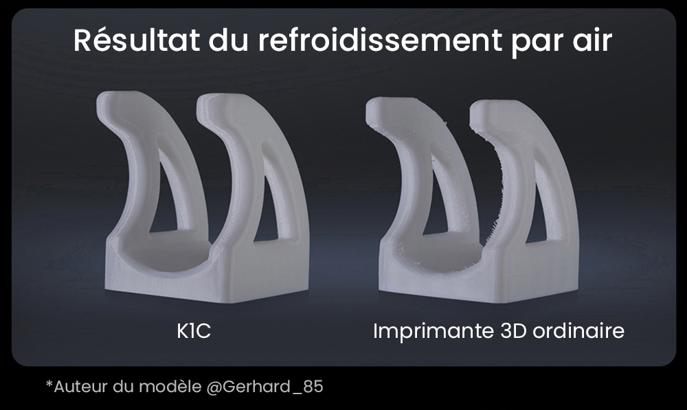 Imprimante 3D Creality K1C, vitesse maximale de 600 mm/s, cam&eacute;ra AI, buse &agrave; changement rapide, extrudeuse enti&egrave;rement en m&eacute;tal, imprime en fibre de carbone, filtre &agrave; air et mode silencieux
