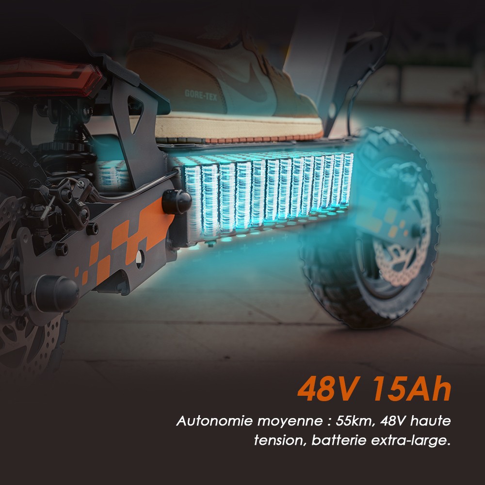 Kukirin G2 Mise &agrave; jour 2025 Trottinette &eacute;lectrique pliable , Moteur 800 W, Batterie 48 V 15 Ah, Pneu 10 pouces, Vitesse maximale 45 km/h, Autonomie 55 km, &Eacute;cran tactile, Frein &agrave; disque, Syst&egrave;me 7 lumi&egrave;res - Noir