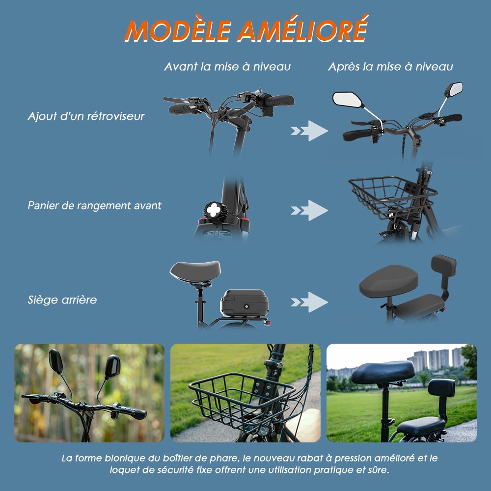 (Version am&eacute;lior&eacute;e) Trottinette &eacute;lectrique KuKirin C1 Pro, moteur 500 W, batterie 48 V 26 Ah, pneu pneumatique 14 pouces, vitesse maximale 45 km, autonomie 100 km, pliage en un clic, si&egrave;ge arri&egrave;re et panier de rangement avant, r&eacute;troviseur
