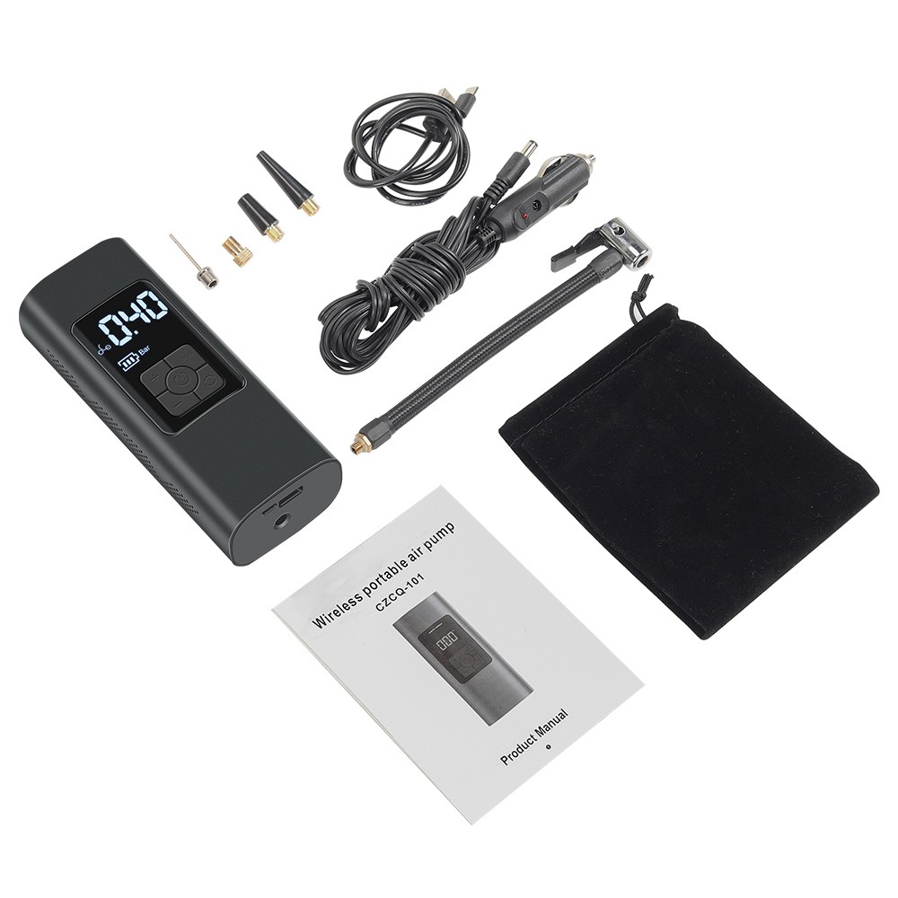 Wireless Rechargeable Air Pump 60W output 20L/min airflow 6000mAh Battery phone Charger Power bank  Smart display Precise Inflation