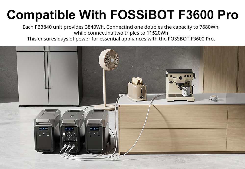 FOSSiBOT FB3840 Zusatzakkupack, 3840Wh LiFePO4 Batteriepack f&uuml;r F3600 Pro