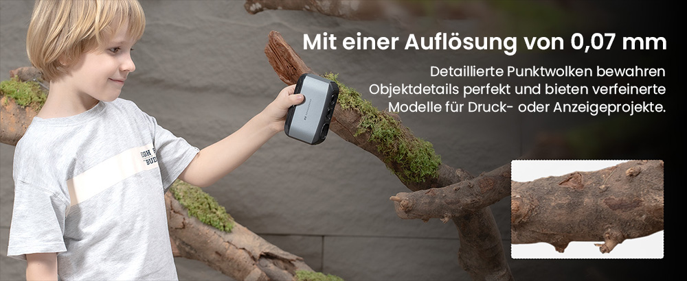 3DMakerpro Moose 3D-Scanner, 0,03 mm Genauigkeit, 0,07 mm Aufl&ouml;sung, blaue LED-Lichtquelle, 24-Bit-Farbkamera, Al Visual Tracking, 10 fps Bildrate, Anti-Shake-Objektive, kompatibel mit Windows/MacOS