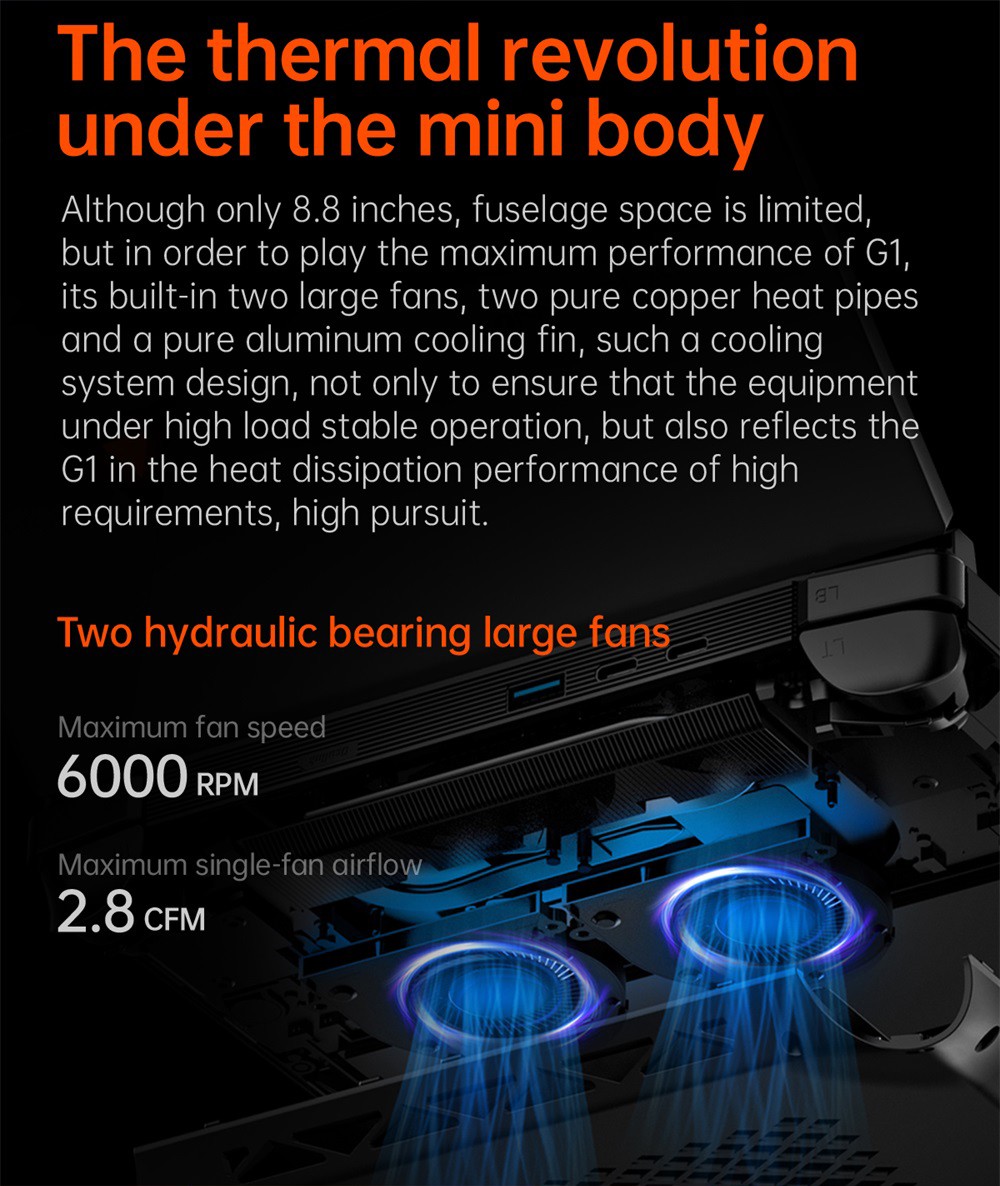 One Netbook OneXPlayer G1 Handheld Gaming PC, Intel Ultra 7 255H 16 Cores Max 5.1GHz, 8.8'' 2560*1600 144Hz Screen, 32GB LPDDR5X 7500MHz RAM 1TB SSD, WiFi 6E, 2*USB-C, 1*USB3.2, 1*TF Card, 1* Oculink, 1*3.5mm Audio, Fingerprint Unlock - EU Plug