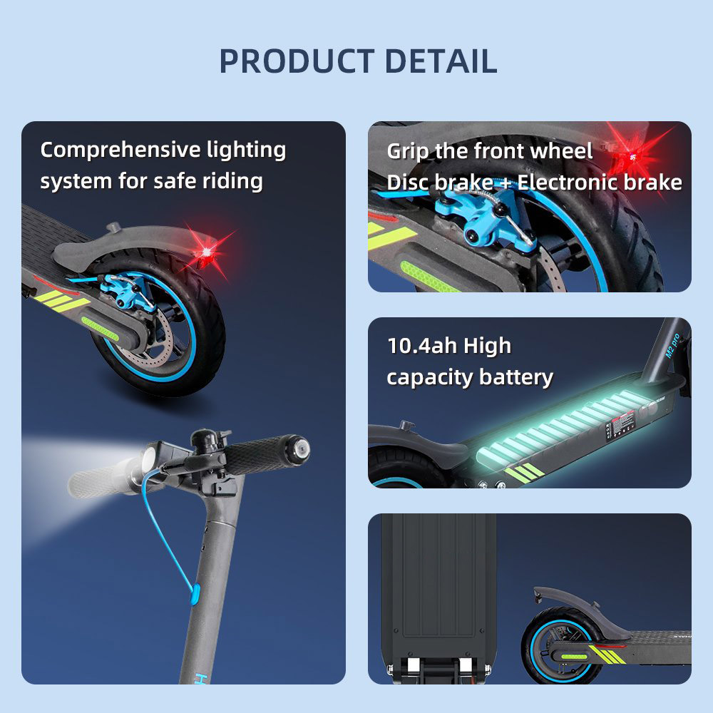 HONEYWHALE M2 Pro Trottinette &eacute;lectrique, moteur 500 W, batterie 36 V 10,4 Ah, pneu 8,5 pouces, vitesse maximale 32 km/h, autonomie 30 km, frein E-ABS et frein &agrave; disque, amortisseur avant