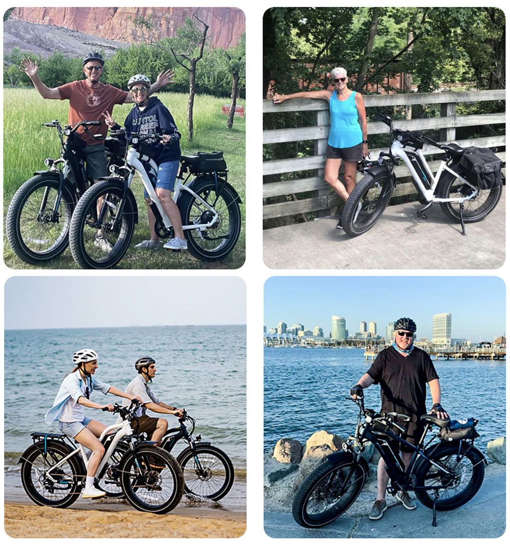 Magicycle Cruiser Pro Step-thru Electric Bike, 750W Motor, 52V 20Ah Battery, 26*4 inch Fat Tires, 28mph Max Speed, 100 Miles Range, Hydraulic Disc Brake, Hydraulic Suspension Front Fork, Shimano 7 speed - Blue