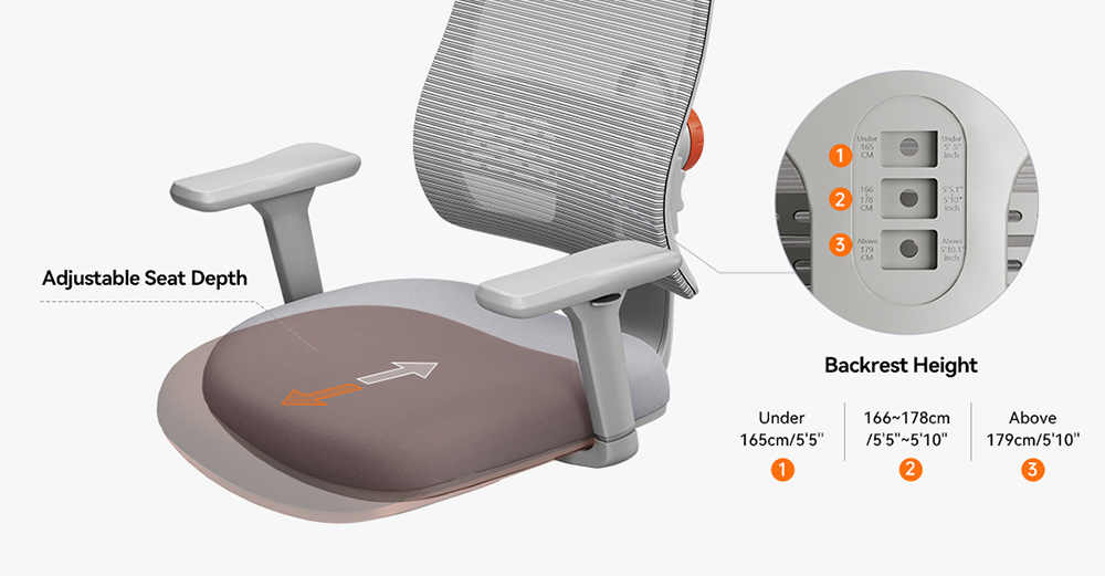 NEWTRAL MAGICH003 Ergonomická kancelárska stolička, automaticky sa sledujúce operadlo, adaptívna spodná opierka chrbta, nastaviteľná opierka hlavy sedadla, sivá