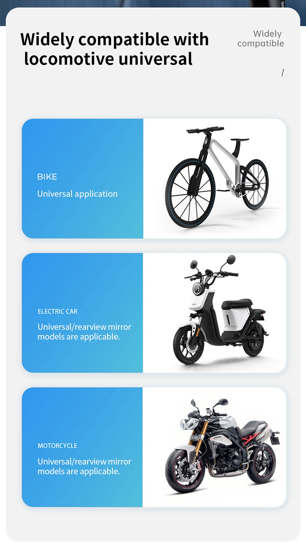 M5 Phone Holder for Electric Bikes / Motorcycles, Suitable for 4.7-7.2 inch Phones - Handlebar Type, Blue