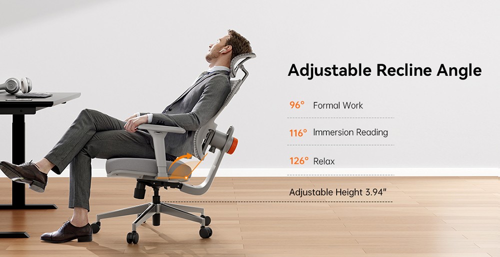 NEWTRAL MAGICH003 Ergonomická kancelárska stolička, automaticky sa sledujúce operadlo, adaptívna spodná opierka chrbta, nastaviteľná opierka hlavy sedadla, sivá