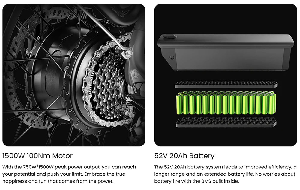 Magicycle Ocelot Pro Electric Bike, 750W Motor, 52V 20Ah Battery, 20*4.0 inch Fat Tires, 28mph Max Speed, 100 Miles Range, Hydraulic
Disc Brakes, Hydraulic Lockout Suspension Fork, Shimano 7 speed - Grey