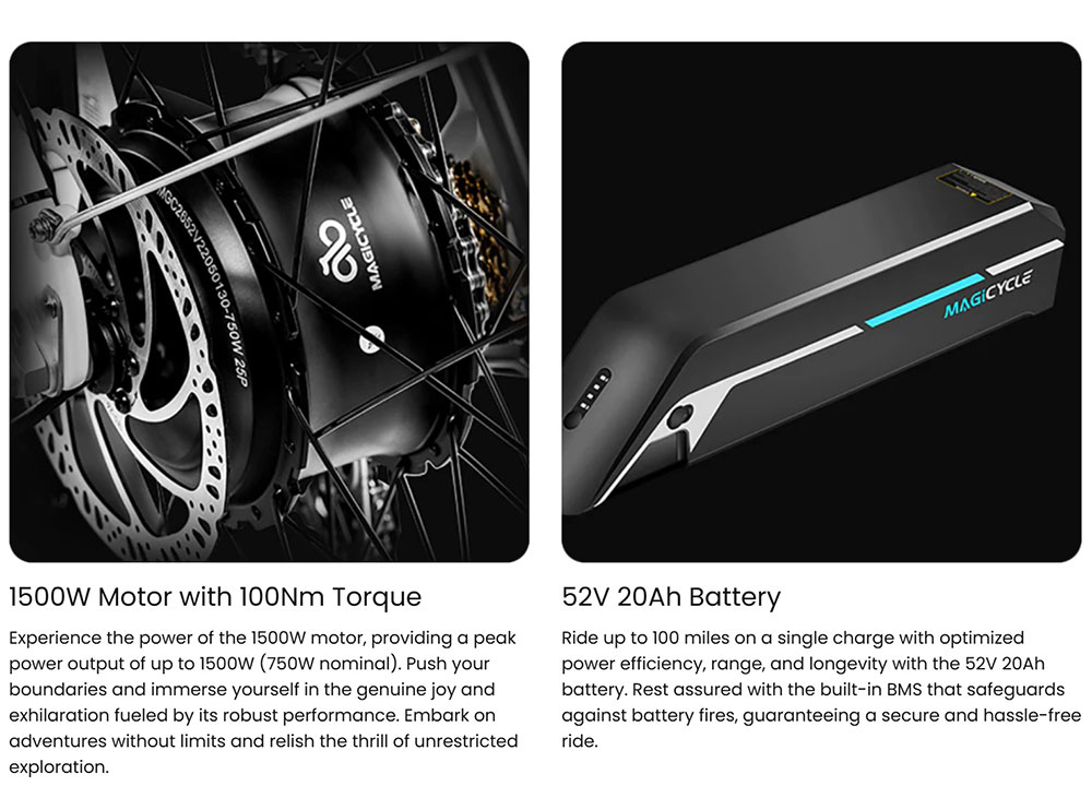Magicycle Cruiser Pro Step-thru Electric Bike, 750W Motor, 52V 20Ah Battery, 26*4 inch Fat Tires, 28mph Max Speed, 100 Miles Range, Hydraulic Disc Brake, Hydraulic Suspension Front Fork, Shimano 7 speed - White