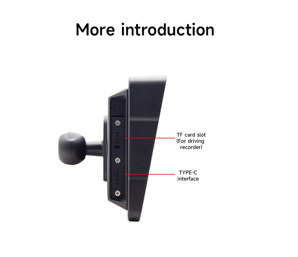 SJ5005 5inch Motorcycle Carplay, 2.5D IPS HD Screen (1024*600), IPX6 Waterproof, Built-in DVR Camera, GPS Tracking, Bluetooth 5.0, TF Card Playback