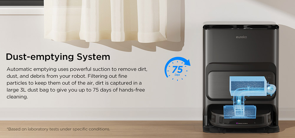 EUREKA J12 Ultra Robot Vacuum and Mop, All-in-One Station, 5000Pa Suction, AI 3D Obstacle Detection,  Pet Hair Specialist, Voice/App Control