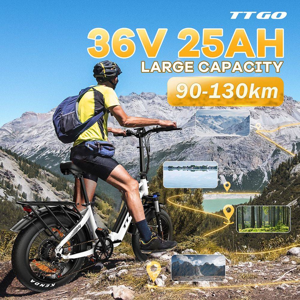 TTGO F6 Elektrofahrrad, 250W Motor, 36V 25Ah Akku, 20 x 4 Zoll Reifen, 25 km/h H&ouml;chstgeschwindigkeit, 130 km maximale Reichweite, hydraulische Scheibenbremse, Sto&szlig;d&auml;mpfer vorne, Drehmomentsensor, Shimano 7-Gang-Getriebe, LCD-Display &ndash; Gr&uuml;n
