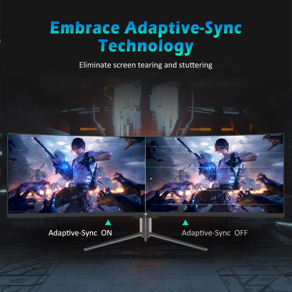 TITAN ARMY C49SHC Gaming-Monitor 49 Zoll, 3840x1080 CSOT HVA-Panel, &uuml;bergro&szlig;er gebogener Bildschirm im Format 32:9, hohe Bildwiederholrate von 144 Hz, Smart PIP/PBP-Splitscreen, Adaptive-Sync, 1xHDMI 2.0, 1xDP 1.4, 1xUSB-C-Anschluss, 1xUSB-B, 2xUSB-A