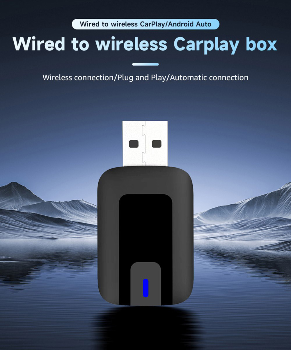 AB025E Wireless Carplay Adapter, Plug & Play Android Auto Box, Supports Split Screen/Voice Control/Navigation, Bluetooth 5.2 & WiFi 4