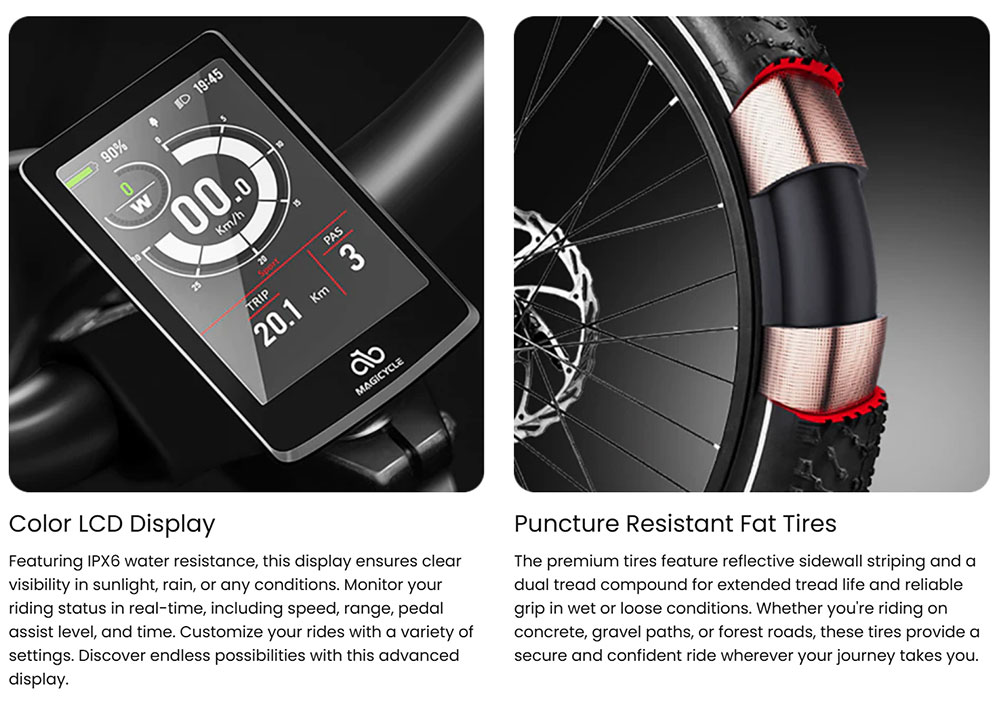 Magicycle Cruiser Pro Step-thru Electric Bike, 750W Motor, 52V 20Ah Battery, 26*4 inch Fat Tires, 28mph Max Speed, 100 Miles Range, Hydraulic Disc Brake, Hydraulic Suspension Front Fork, Shimano 7 speed - White