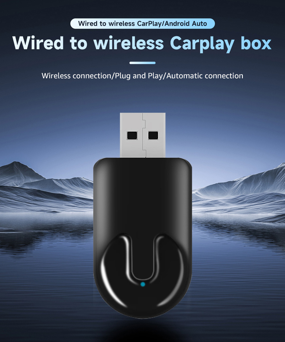 AB012 Wireless CarPlay Adapter, Plug & Play USB Dongle, Supports Split Screen/Voice Control/Navigation, WiFi6 & Bluetooth 5.2
