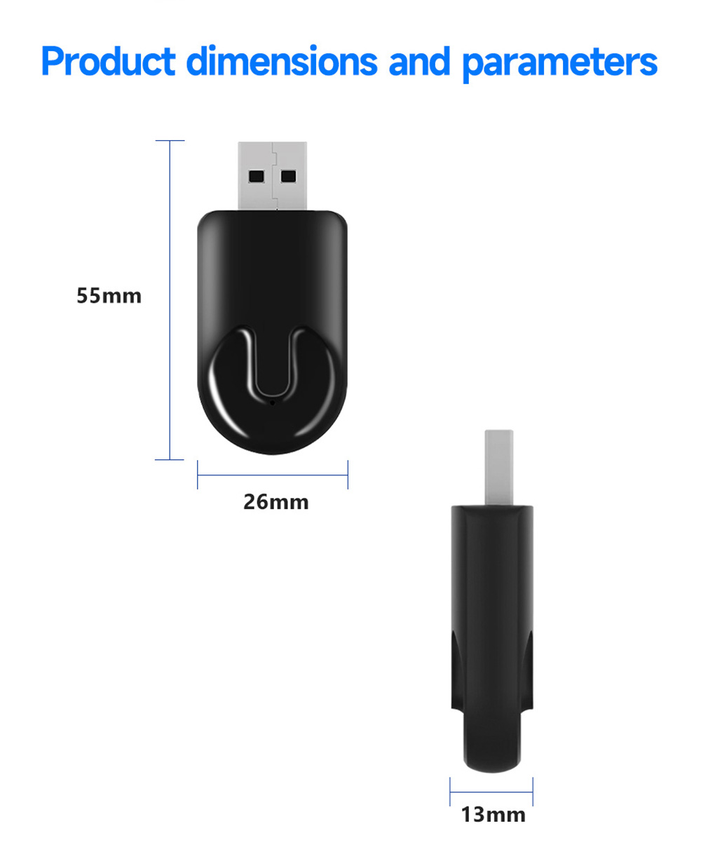 AB012 Wireless CarPlay Adapter, Plug & Play USB Dongle, Supports Split Screen/Voice Control/Navigation, WiFi6 & Bluetooth 5.2