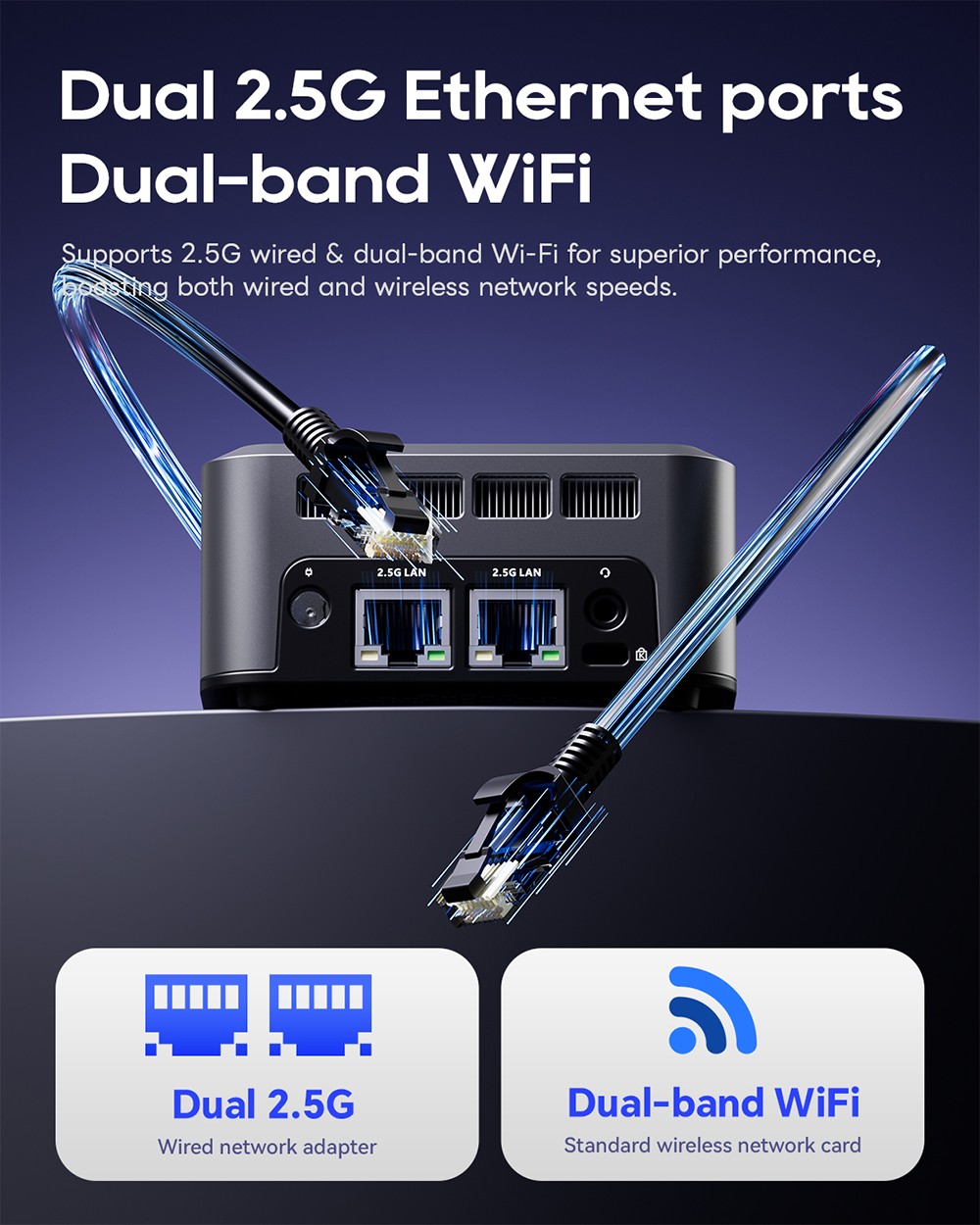 AOOSTAR N1 Pro Mini PC, Intel N150 4 jadrá Max 3,6 GHz, 12 GB LPDDR5 RAM 1 TB SSD, HDMI + DP + Type-C Triple 4K Display, WiFi 5 Bluetooth 4.2, 3*USB3.2, 2*2.5G LAN, 1*Audio Jack - EU Plug