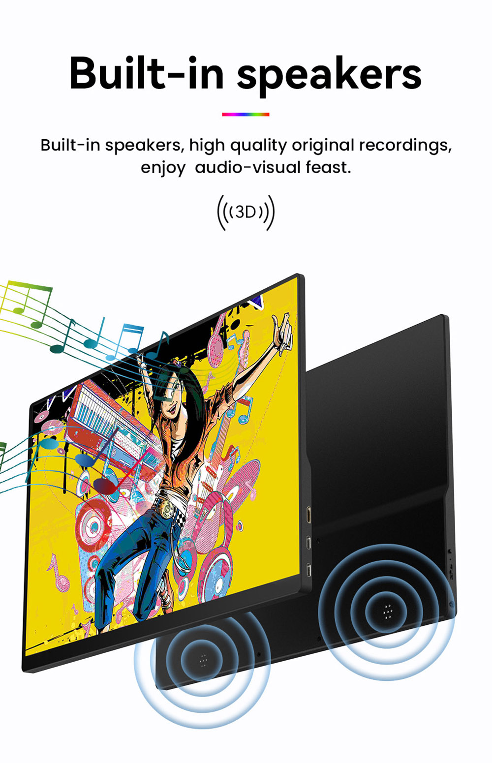 AOSIMAN 156FCT Portable Monitor, 15.6 inch 1920*1080 Touchscreen, 178&deg; Viewing Angle, Built-in Speakers, 2*Type-C, 1*Mini HDMI, 1*Headset