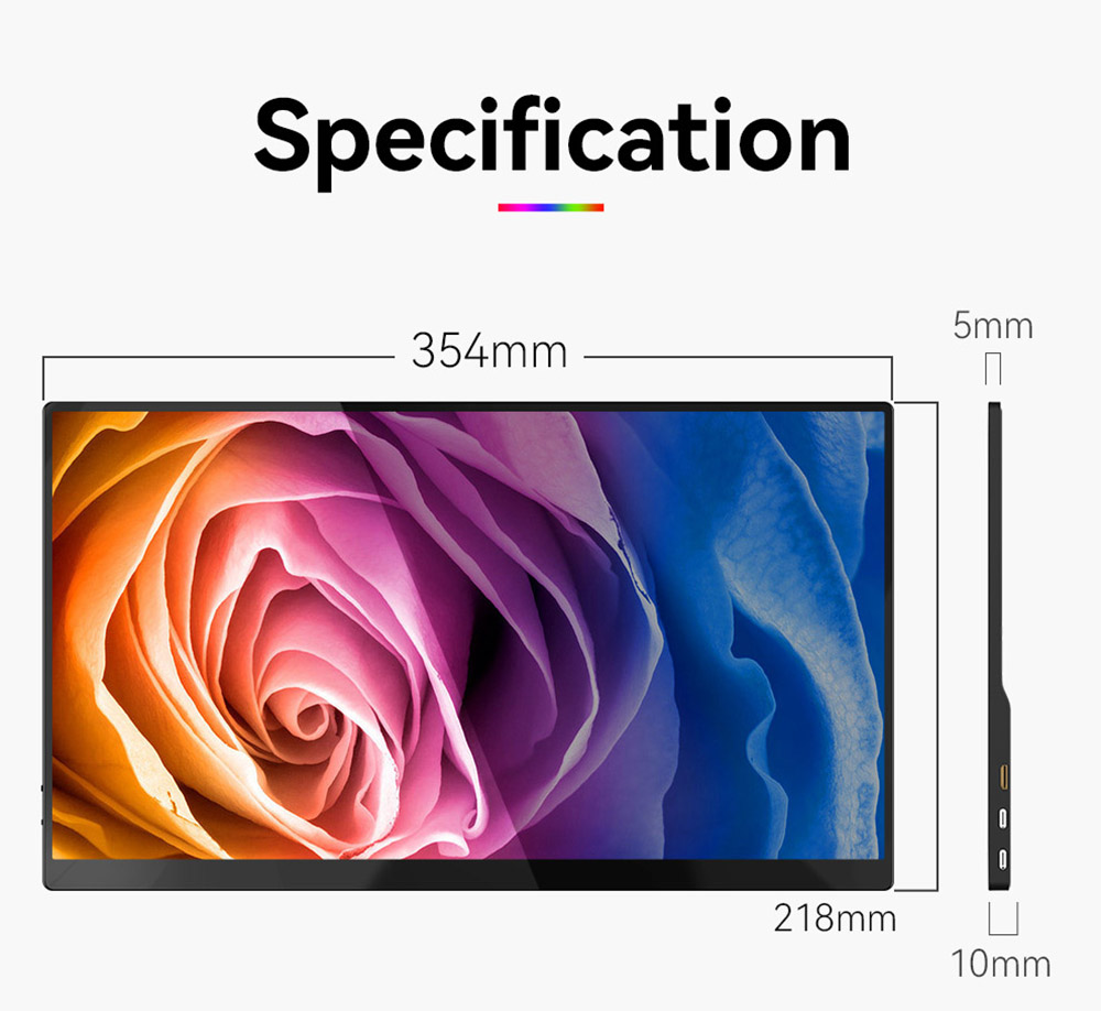 AOSIMAN 156FCT Portable Monitor, 15.6 inch 1920*1080 Touchscreen, 178&deg; Viewing Angle, Built-in Speakers, 2*Type-C, 1*Mini HDMI, 1*Headset