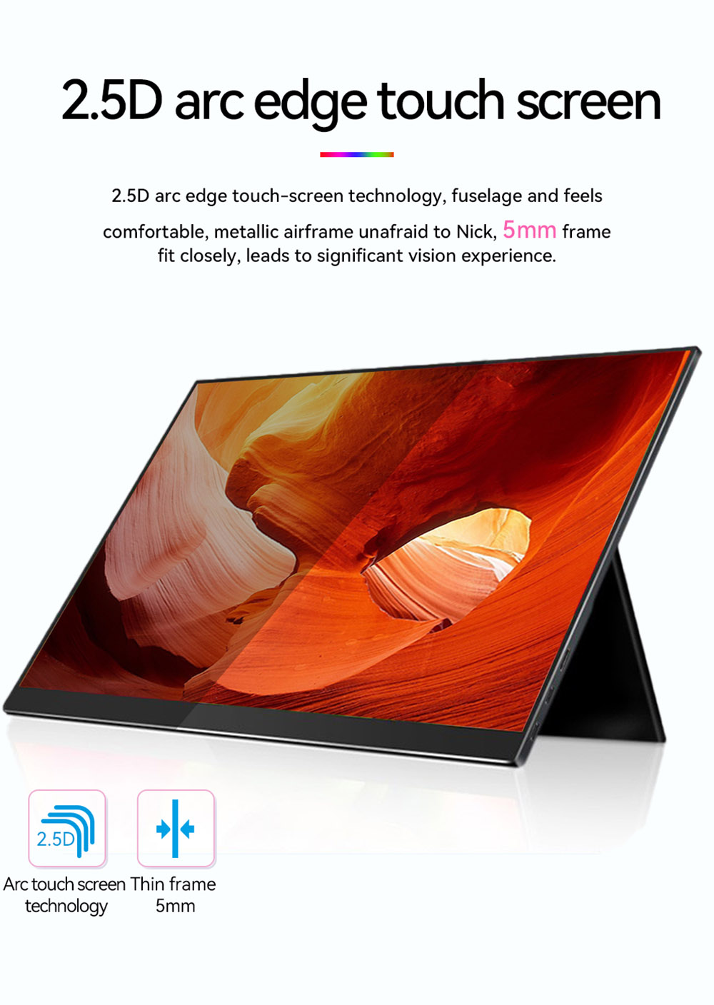 AOSIMAN 156FCT Portable Monitor, 15.6 inch 1920*1080 Touchscreen, 178&deg; Viewing Angle, Built-in Speakers, 2*Type-C, 1*Mini HDMI, 1*Headset