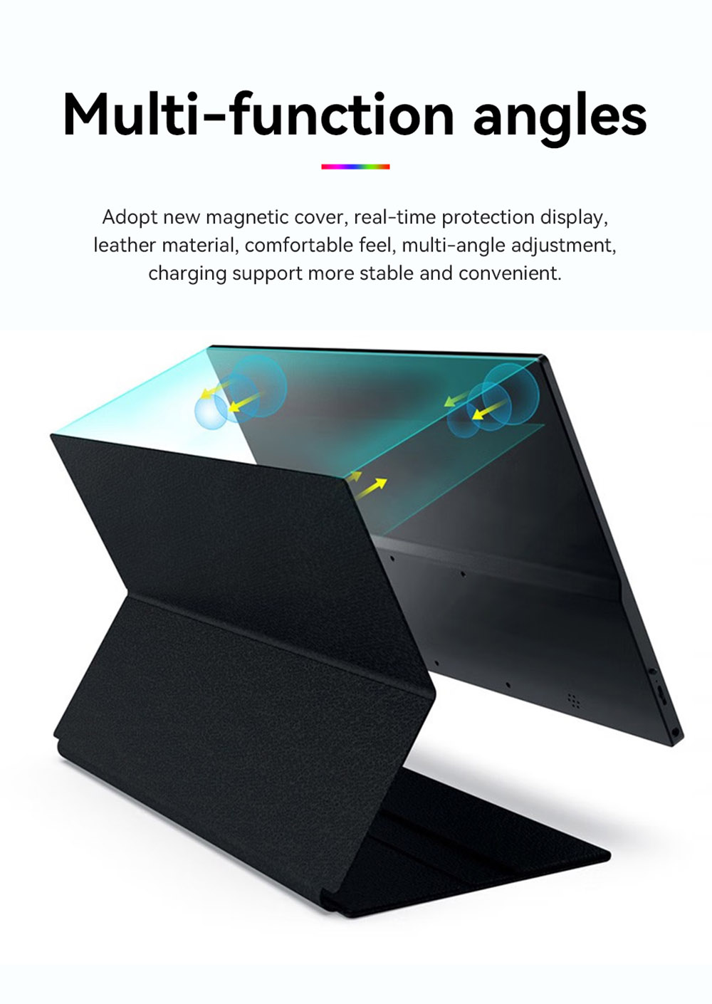 AOSIMAN 156FCT Portable Monitor, 15.6 inch 1920*1080 Touchscreen, 178&deg; Viewing Angle, Built-in Speakers, 2*Type-C, 1*Mini HDMI, 1*Headset