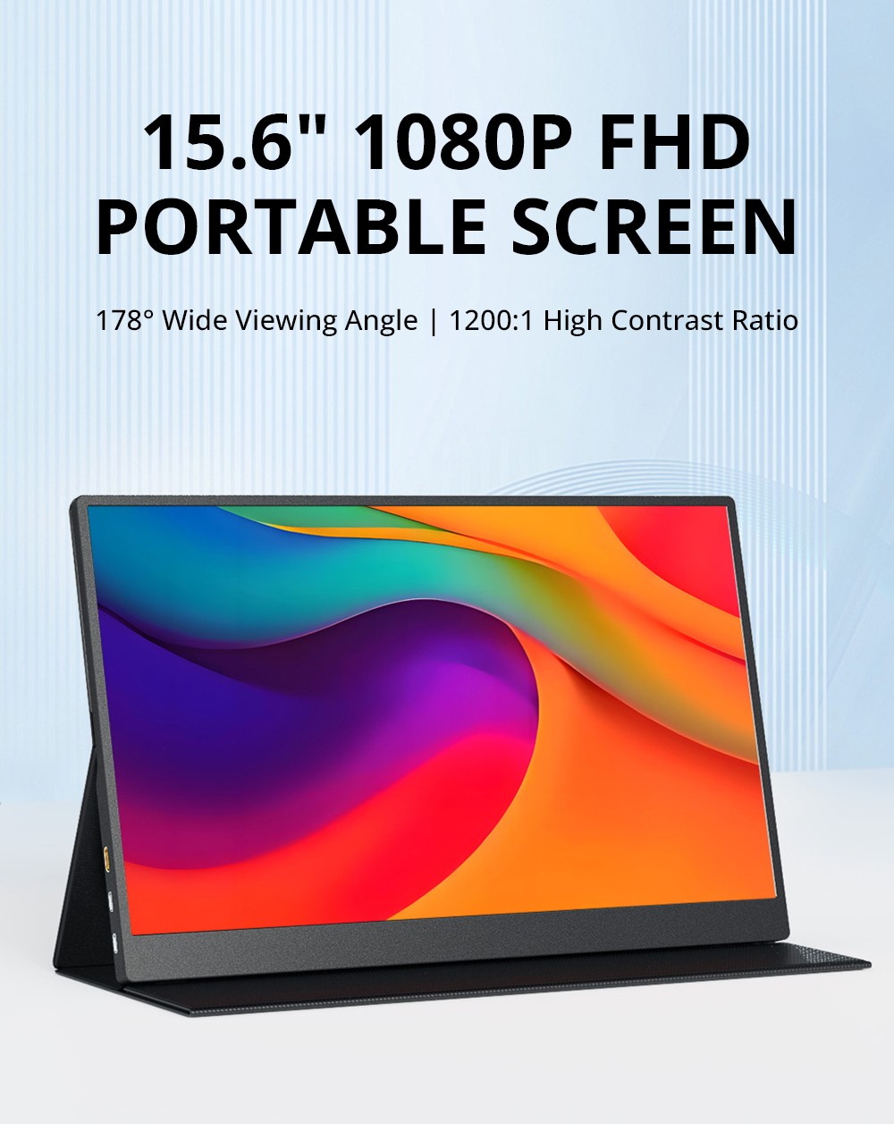 AOSIMAN S156FPC Portable Monitor, 15.6 inch 1920*1080P Screen, 178&deg; Viewing Angle, 1200:1 Contrast Ratio, Built-in Dual Speakers, Compatible with PS3/4/5, Switch, Xbox, Phone, Laptop