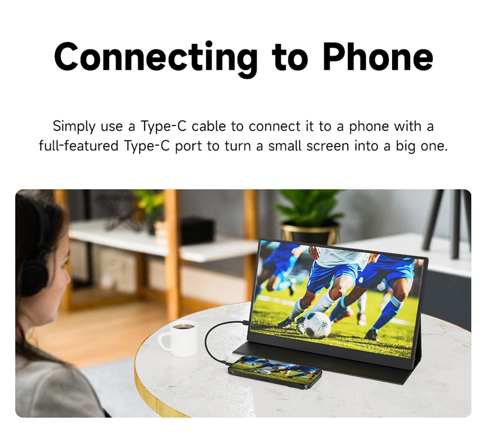 AOSIMAN S156FPC Portable Monitor, 15.6 inch 1920*1080P Screen, 178&deg; Viewing Angle, 1200:1 Contrast Ratio, Built-in Dual Speakers, Compatible with PS3/4/5, Switch, Xbox, Phone, Laptop