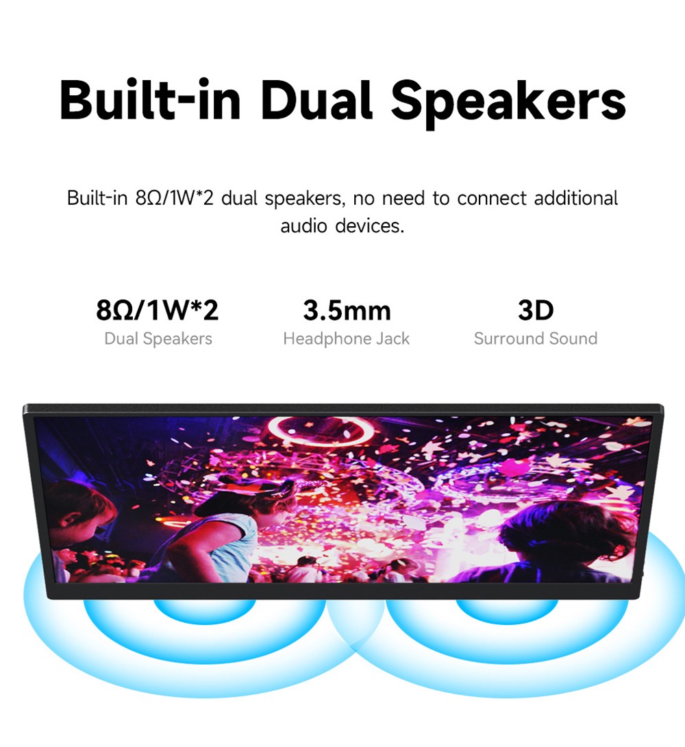 AOSIMAN S156FPC Portable Monitor, 15.6 inch 1920*1080P Screen, 178&deg; Viewing Angle, 1200:1 Contrast Ratio, Built-in Dual Speakers, Compatible with PS3/4/5, Switch, Xbox, Phone, Laptop