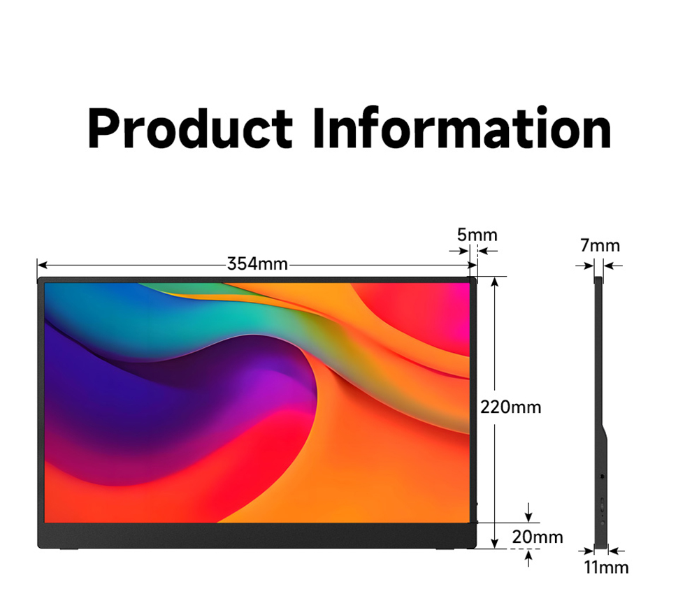 AOSIMAN S156FPC Portable Monitor, 15.6 inch 1920*1080P Screen, 178&deg; Viewing Angle, 1200:1 Contrast Ratio, Built-in Dual Speakers, Compatible with PS3/4/5, Switch, Xbox, Phone, Laptop