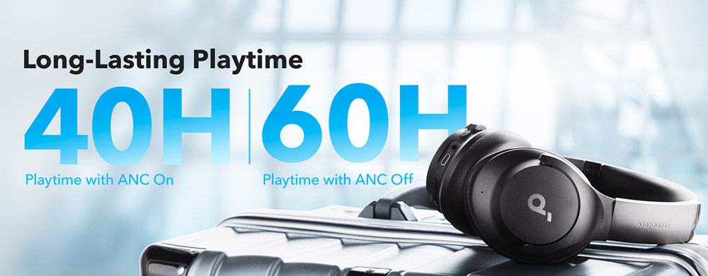 Anker Soundcore Q20i Hybrid ANC Headphones, 40 Hours Playtime (ANC on), Hi-Res Audio, Transparency Mode - White