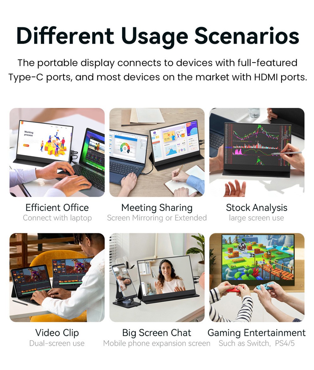 AOSIMAN P134UCC 13.4 inch Portable Monitor, 3840*2400 IPS Screen, 60Hz Refresh Rate, 100% sRGB, 1W*2 Speakers, Anti-blue Light, FreeSync