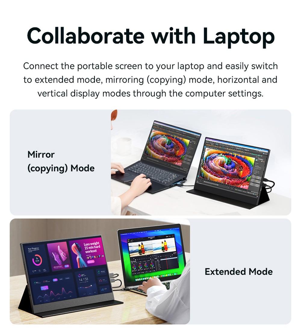 AOSIMAN P134UCC 13.4 inch Portable Monitor, 3840*2400 IPS Screen, 60Hz Refresh Rate, 100% sRGB, 1W*2 Speakers, Anti-blue Light, FreeSync